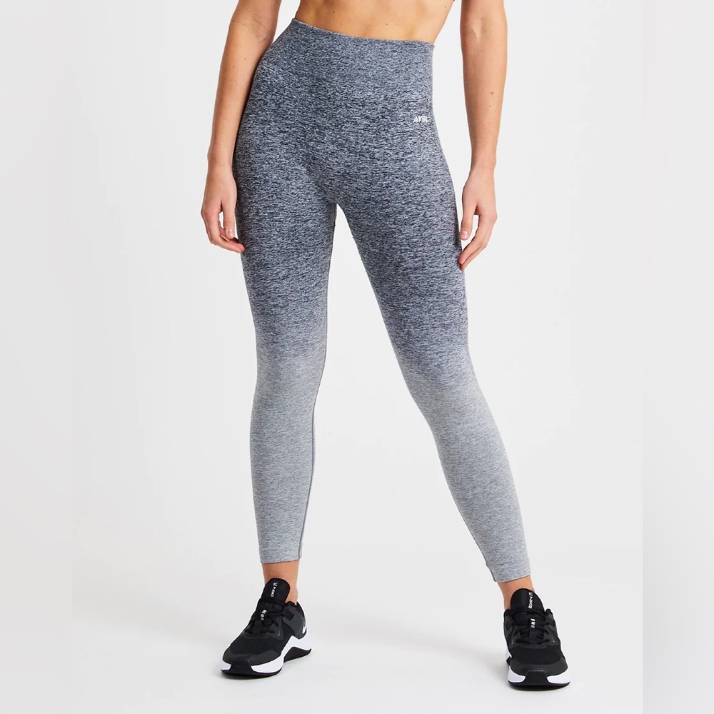 Pulse ombre seamless grey marl leggings gym workout size small